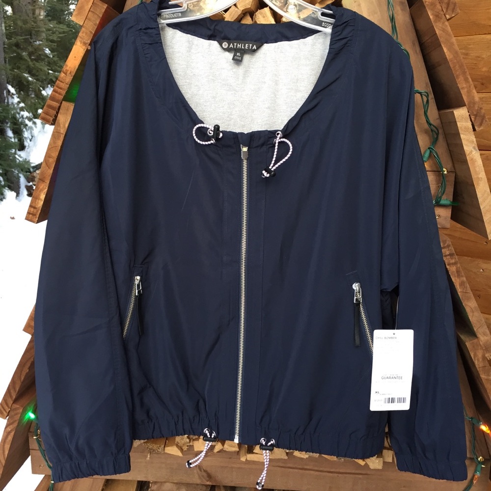 Athleta Navy Chill Bomber Jacket XL